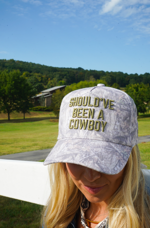 Should've Been a Cowboy - Washed Camo Trucker Hat