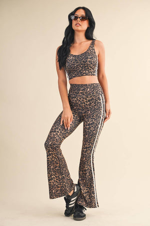 Clarissa Leopard Print Crop Tank with Side Stripe