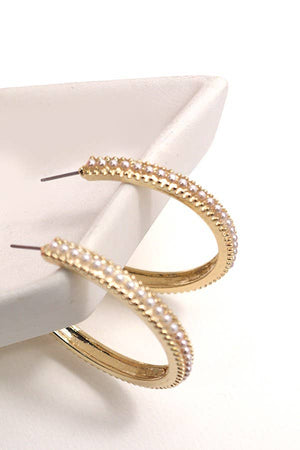 Pearl Pave Studded Hoop Earrings