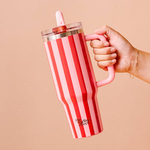 40 oz Lifestyle Flip Straw Tumbler-Peppermint Stripes