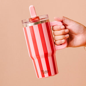 20 oz Lifestyle Flip Straw Tumbler-Peppermint Stripes