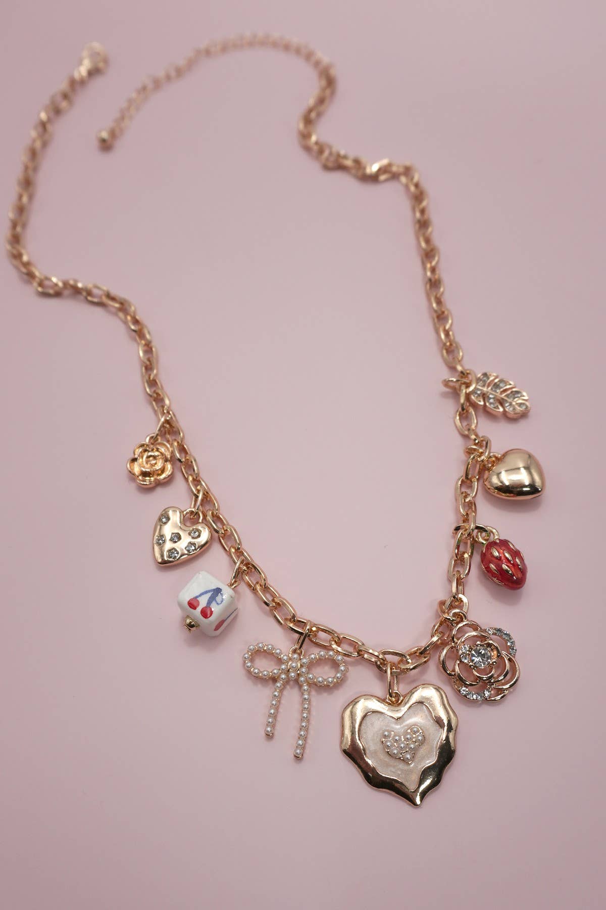 Cherry Bow Charm Necklace