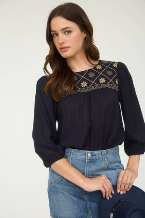 Jessie Floral Embroidered Detail Top