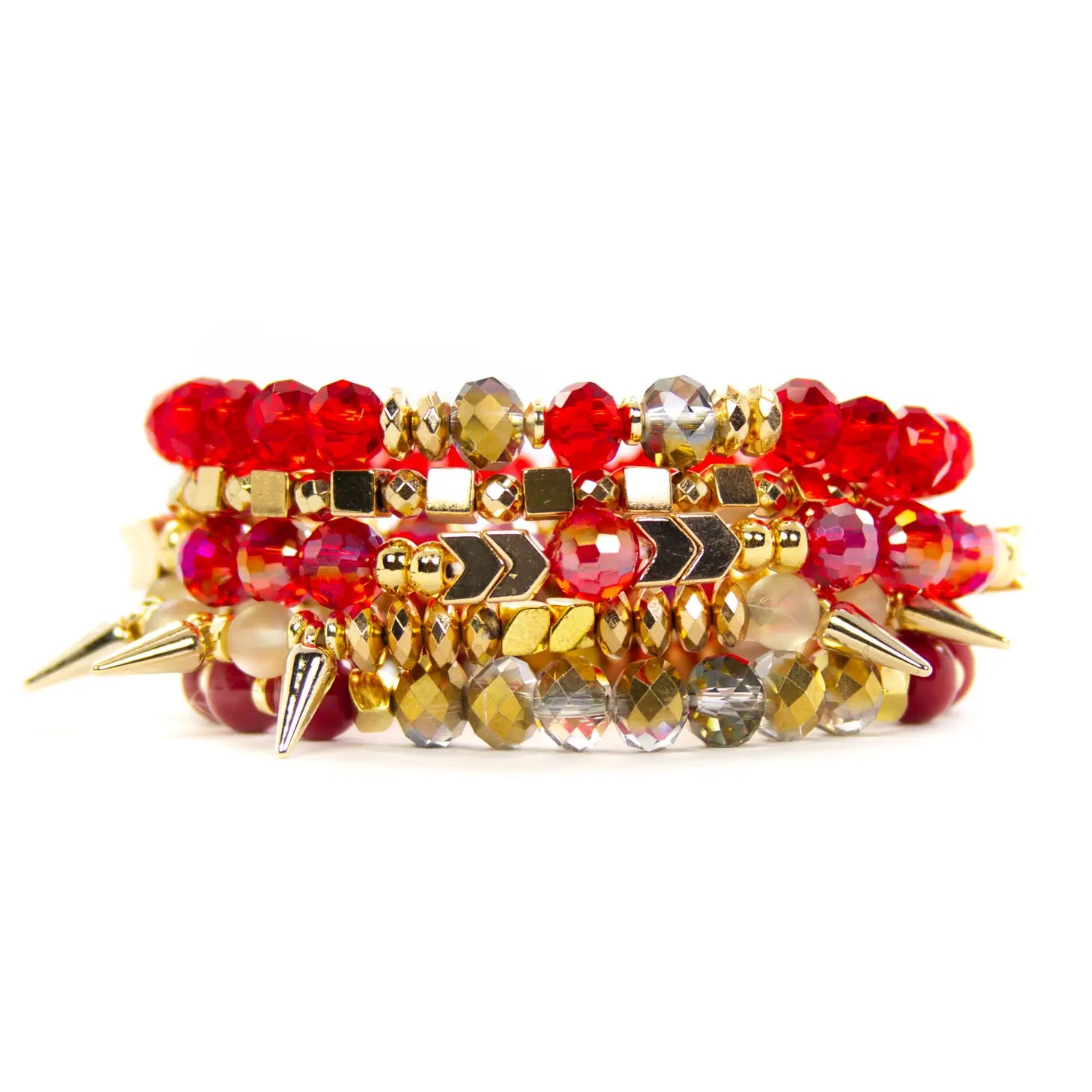 Red & Gold Bracelet Stack