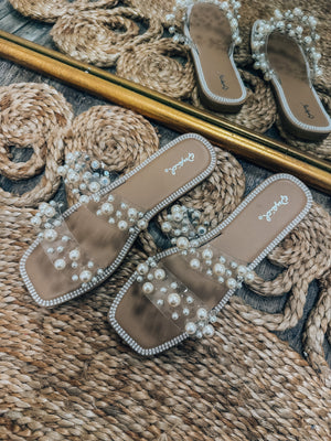 Lakelynn Pearl Jeweled Clear Slide Sandal