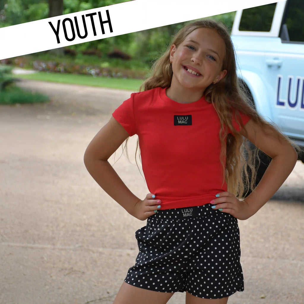 LuluMac Youth Boxer Shorts - Black Polka Dots