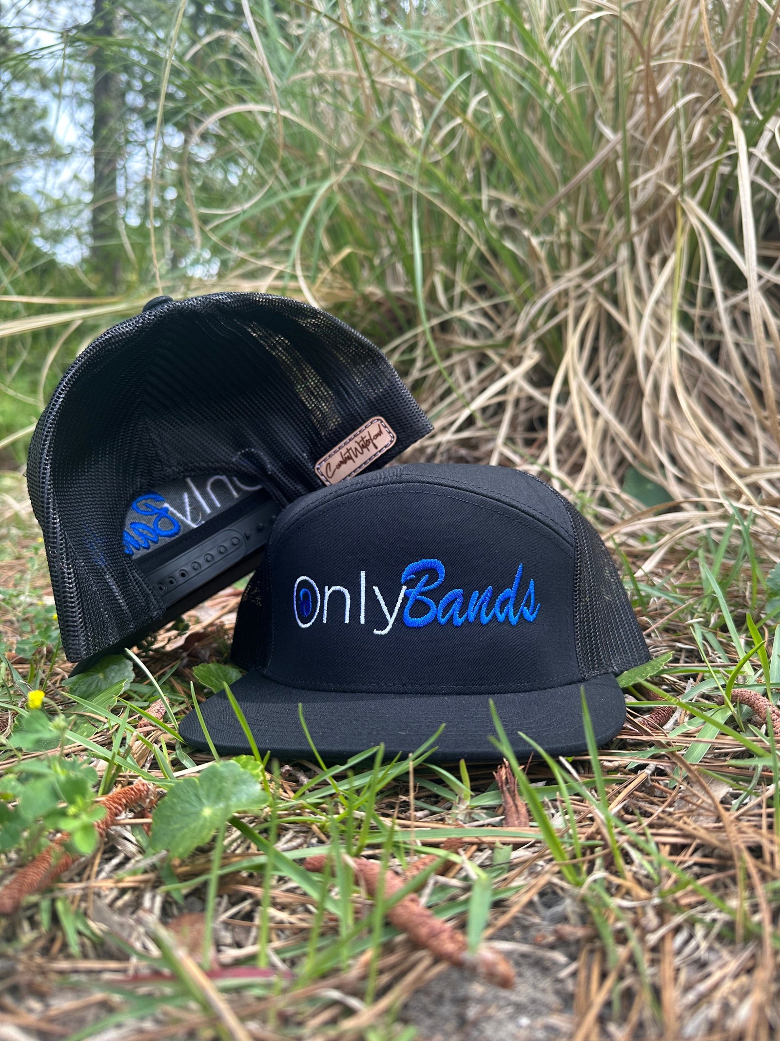 Black Only Bands 7 Panel Hat