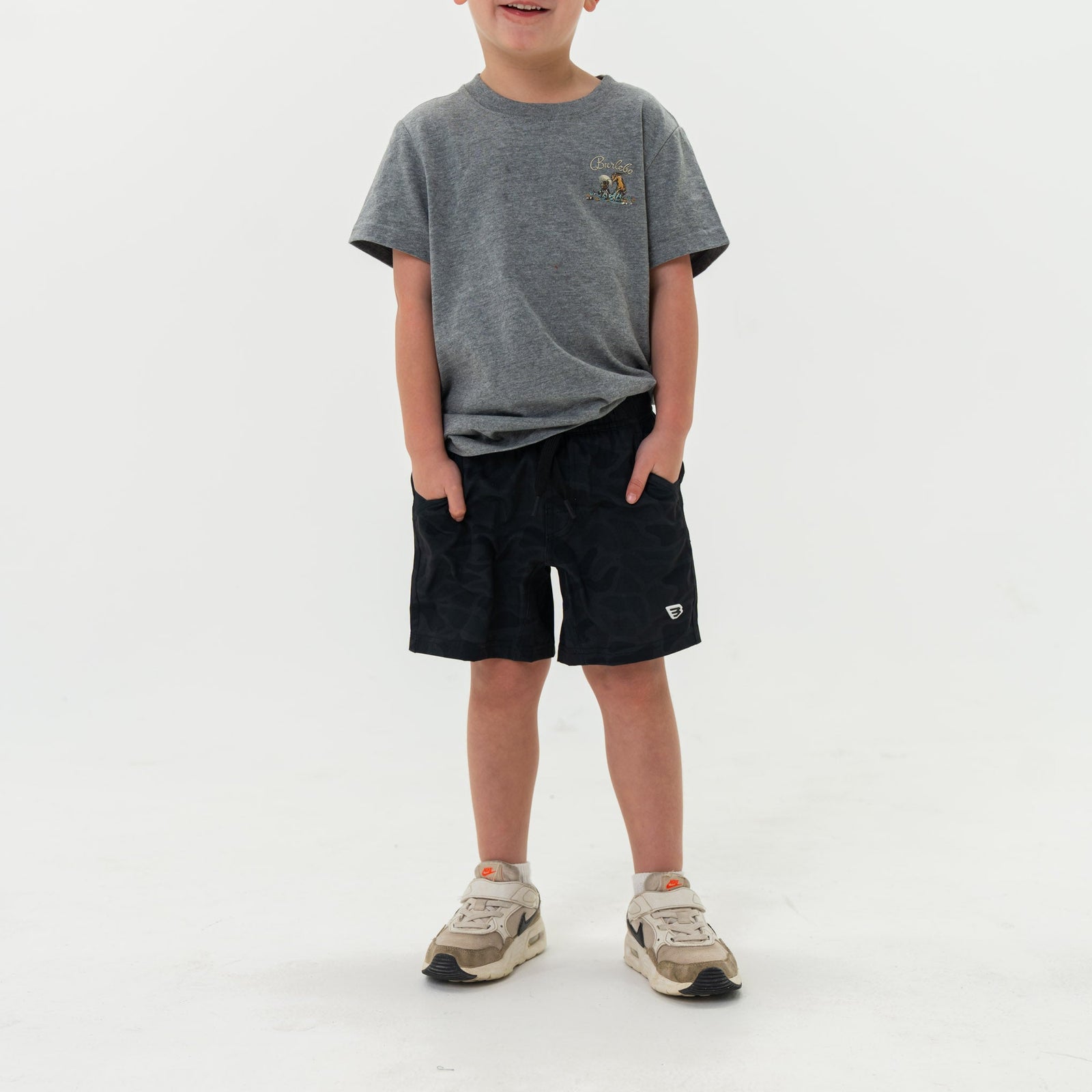 Burlebo Youth Athletic Shorts - Black Camo