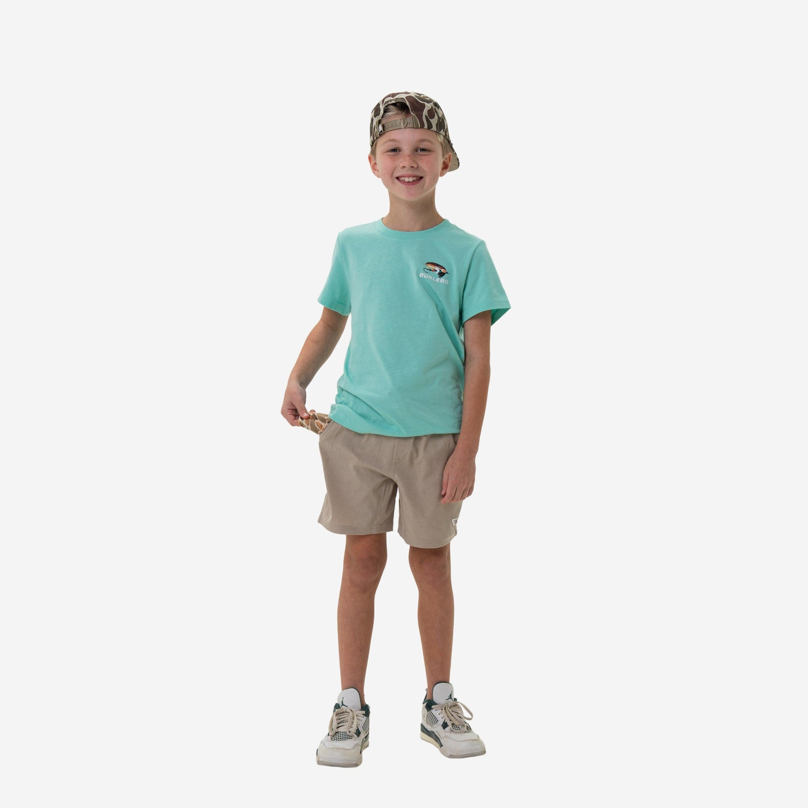 Burlebo Youth Athletic Shorts - Heather Khaki