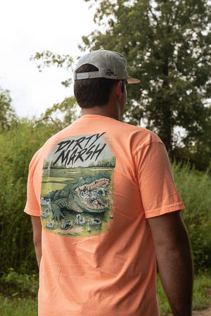 Dirty Marsh Greenside Gator Tee - Neon Cantaloupe