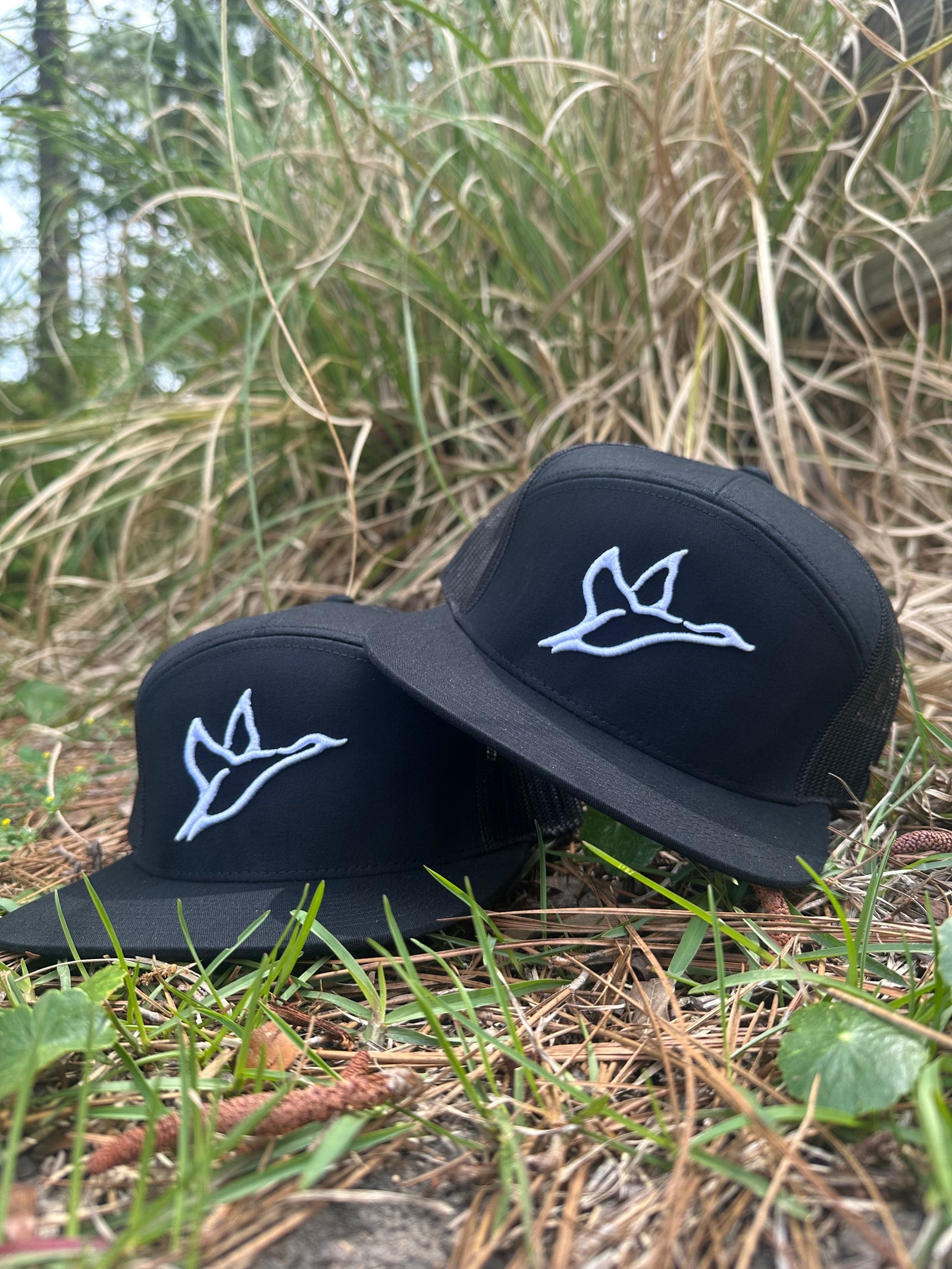 Combat Waterfowl 7 Panel Black w/ White Icon