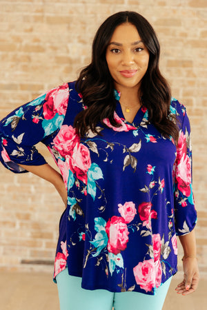 Lizzy Top in Royal Floral