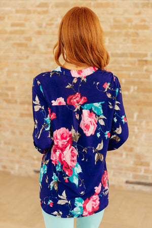 Lizzy Top in Royal Floral