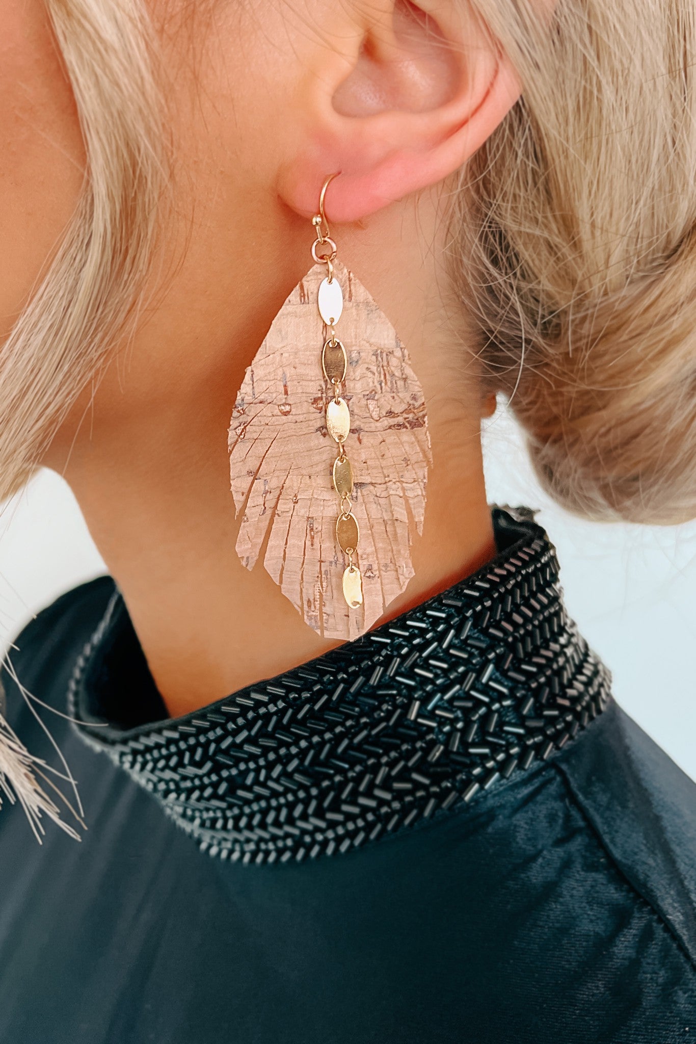 Recognize My Worth Textured Feather Earrings