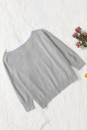 Color Block V-Neck Ribbed Trim Sweater
