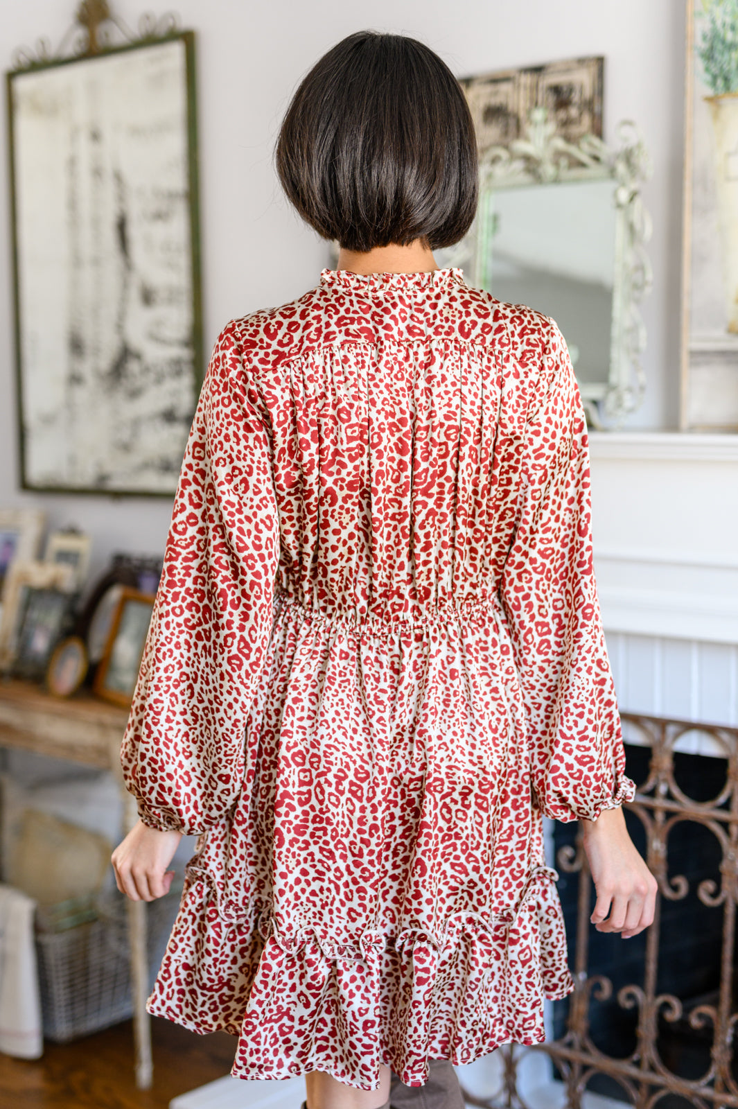 Rayven Animal Print Dress in Burgundy - Tennessee Jane