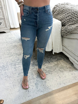 Vivacious Distressed Skinny Crop Jeans