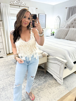 Keep It Real Crochet Lace Cami - Ivory