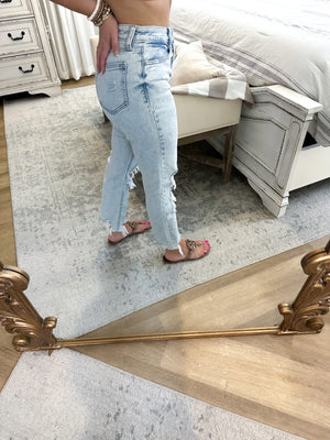 Playing For Keeps Distressed Denim Jeans