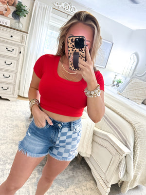 Bet On Me Cropped Tee - Red