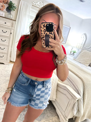 Bet On Me Cropped Tee - Red