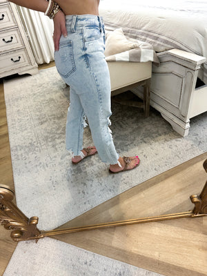 Playing For Keeps Distressed Denim Jeans